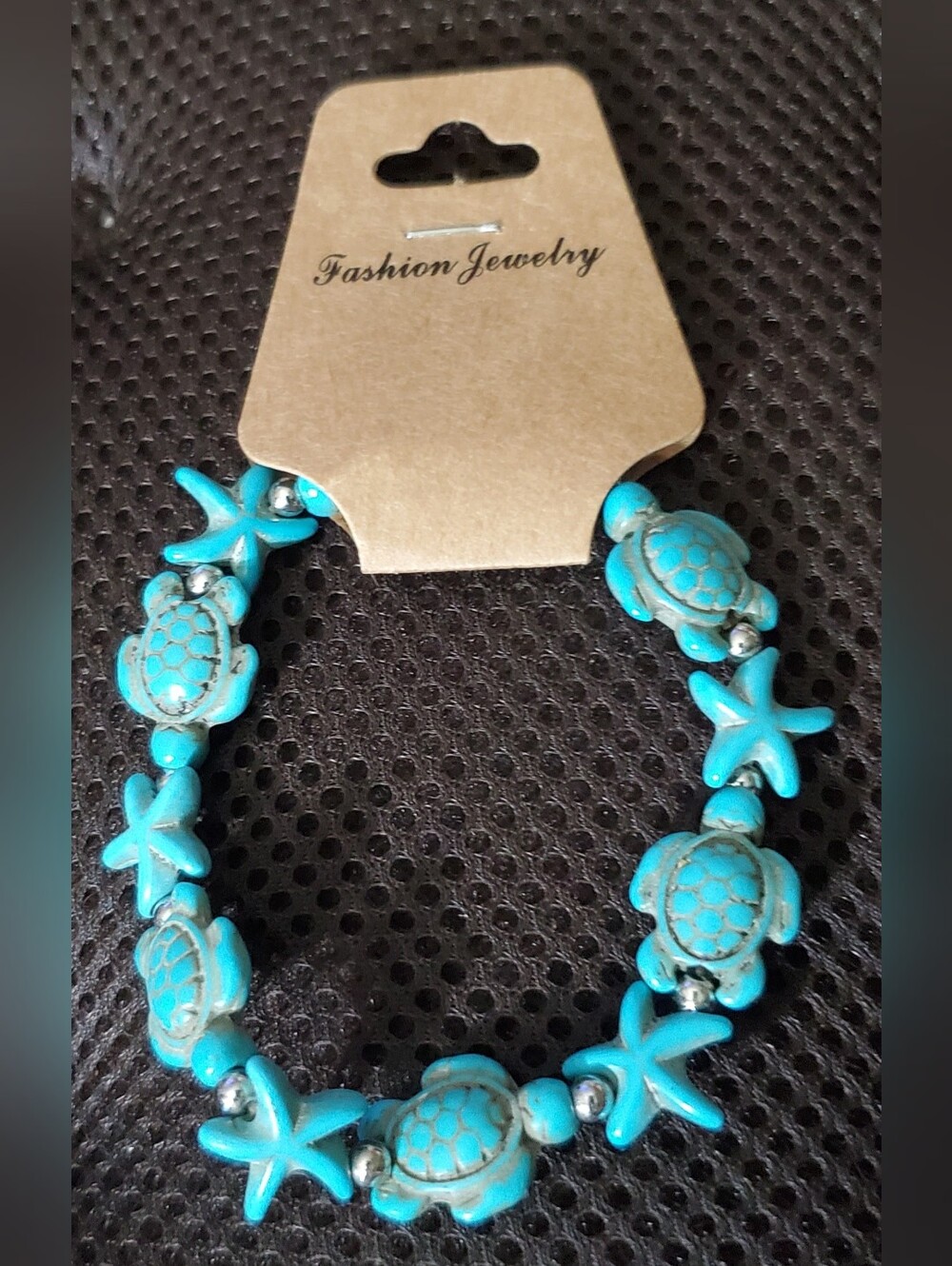 Turquoise Blue Turtle & Starfish Stretch Bracelet**New
